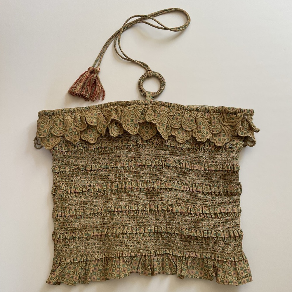 Anthropologie x Let Me Be Smocked Halter Crop Top NWT - Picture 4 of 11